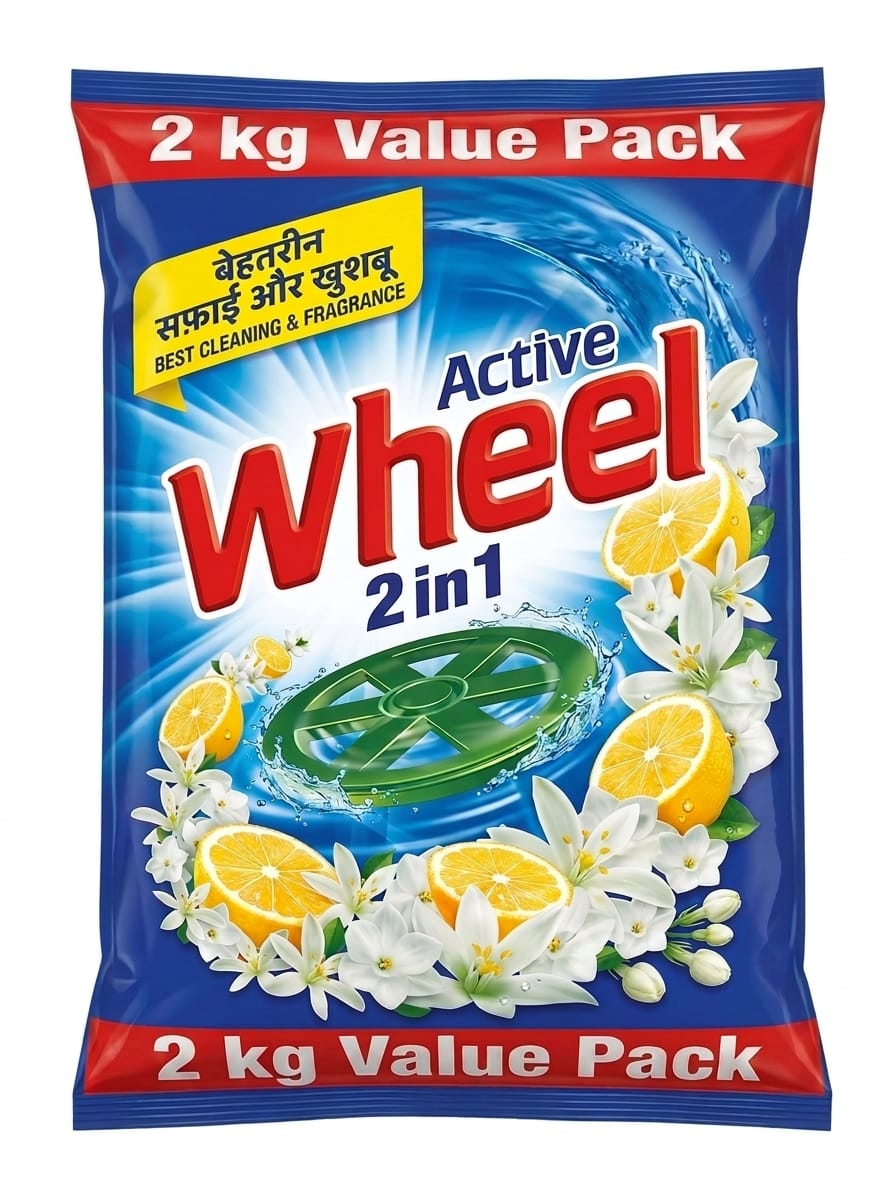 Wheel Active 2 in 1 Detergent Powder ,2 kg